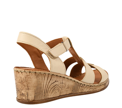 Sandale casual, dama, ANNA VIOTTI, D72-611, crem, piele naturala, cu platforma